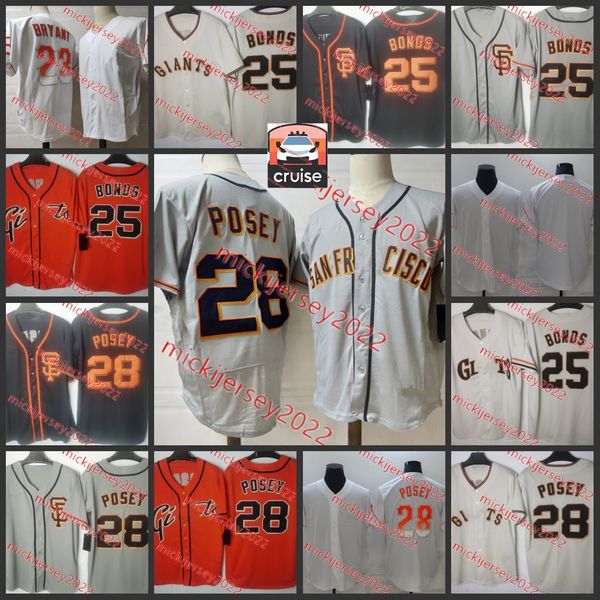 

mens buster posey baseball jersey stitched #25 barry bonds #23 kris bryant jerseys s-3xl, Black