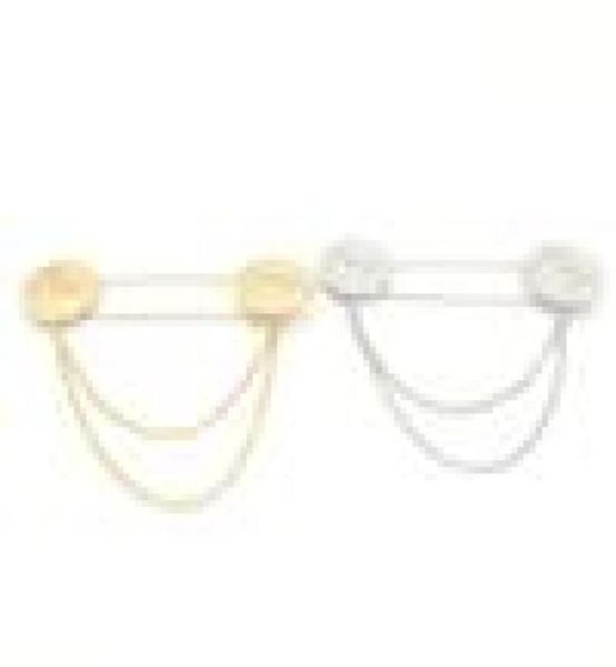 

fashion jewelry for men women gold round chain tassel big brooch large lapel pin shirt collar chain clip lots 12pcs8628666, Gray