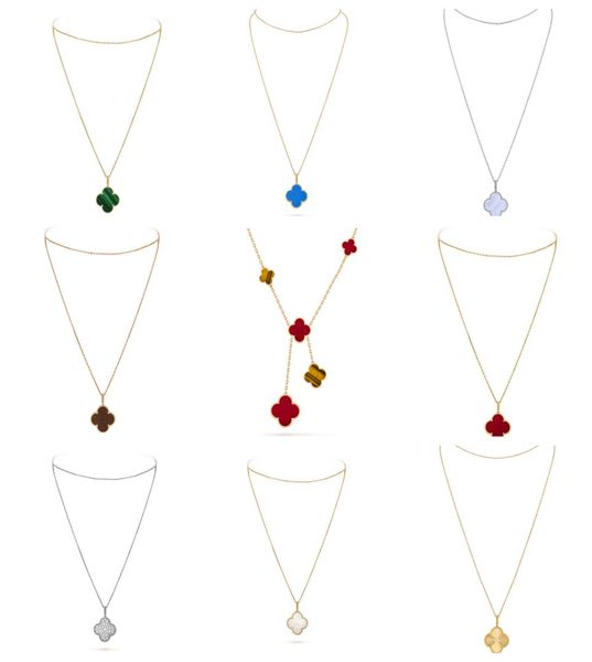 

18k gold lucky four leaf clover necklace ladies fashion luxury pendant jewelry classic style1027475, Golden;silver