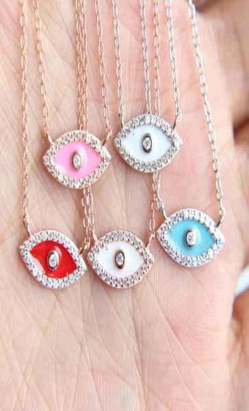 

turkish evil eye necklace 5 colors 100 925 sterling silver jewelry lovely eye charm lucky girl gift fine silver chain collar jewe7683032