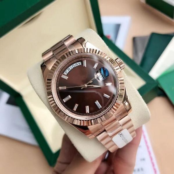 

with original box high-quality luxury watch 41mm president 116334 sapphire glass asia 2813 movement mechanical automatic mens watches-05, Slivery;brown