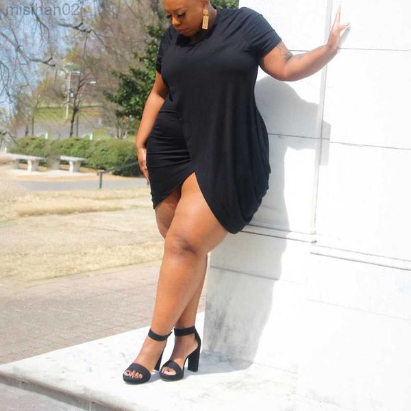

basic casual dresses 4xl 5xl plus size dresses for women large black bodycon short sleeve mini length causal daily wear oversized dress vest, Black;gray