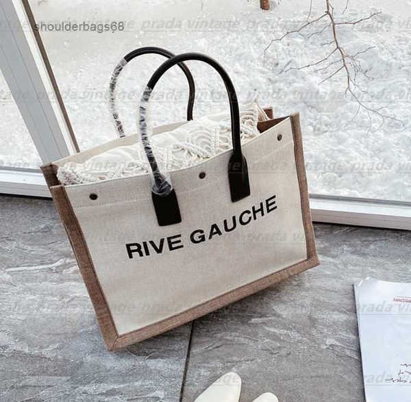 

women handbags rive gauche tote shopping bag handbag fashion linen large beach bags luxury designer travel crossbody shoulder wallet purses
