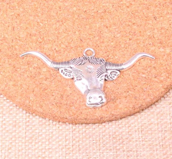 

27pcs charms longhorn bull steer head 6031mm antique making pendant fitvintage tibetan silverdiy handmade jewelry9573817, Bronze;silver
