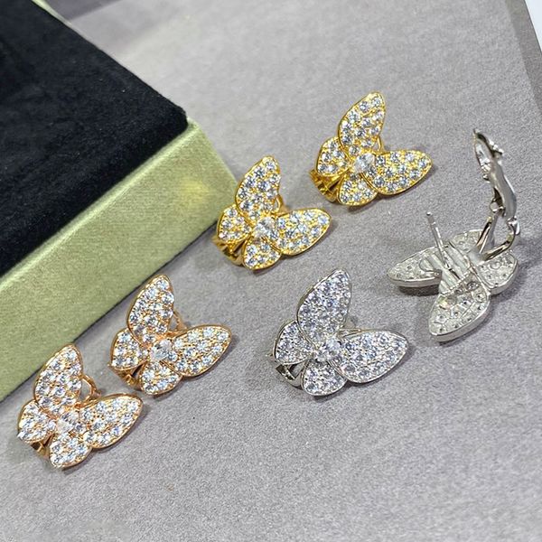 

stud 925 sterling silver butterfly earrings for women lovely sweet simple fashion party gifts luxury brand jewelry 230804, Golden;silver