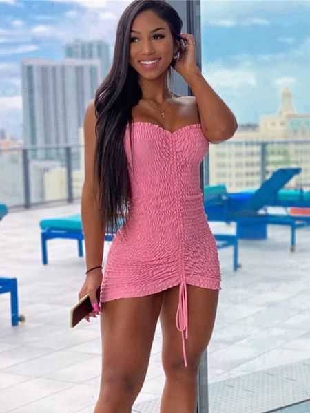 

urban dresses hirigin women summer strapless tube dress sleeveless vacation beach mini dresses sundress streetwear pink 230807, White;black