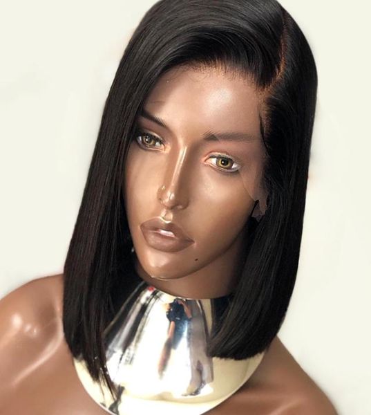 

13x4 straight lace front human hair wigs for black women remy bob lace wig brazilian hair pre plucked with baby hair7589083