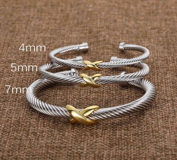 

silver designer braided fashion jewelry bangle ed x cross bracelet gold bracelets cuff charm 925 zircon luxury birthday6997921, Black