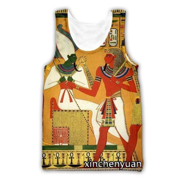 

men039s tank xinchenyuan menwomen 3d printed egyptian symbol pharaoh casual vest fashion streetwear men loose sporting to2682753, White;black