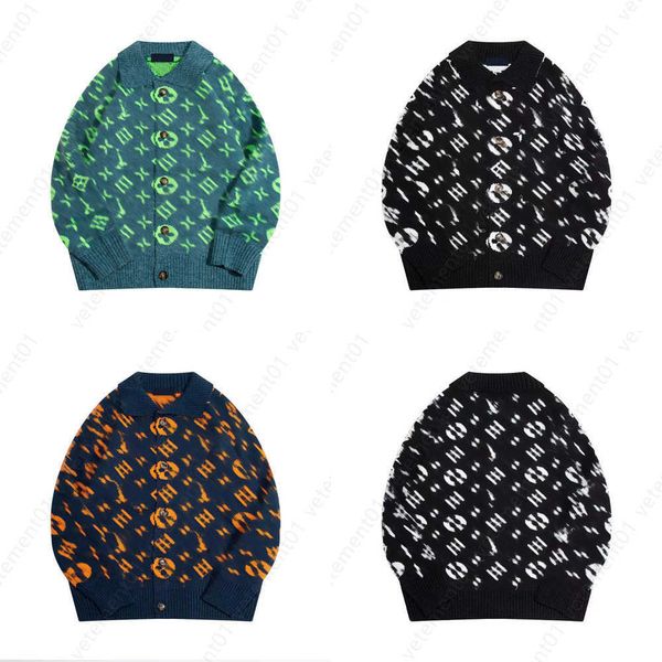 

co-ed fall winter cardigan sweaters jackets double-layer fabric thick jacquard complete 100% full print logo knit deisgner jacket couple swe, White;black