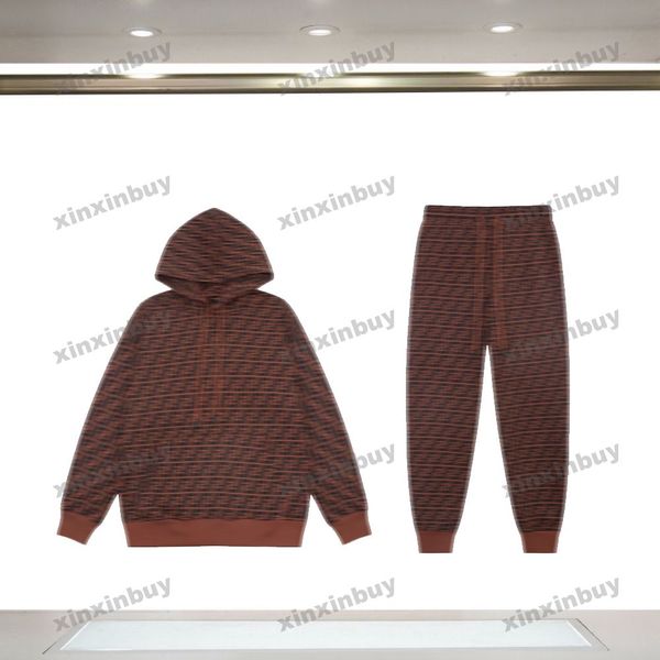 

xinxinbuy men women designer sweatshirt hoodie double letter jacquard roma sets sweater gray blue black white red xs-2xl, Black;brown