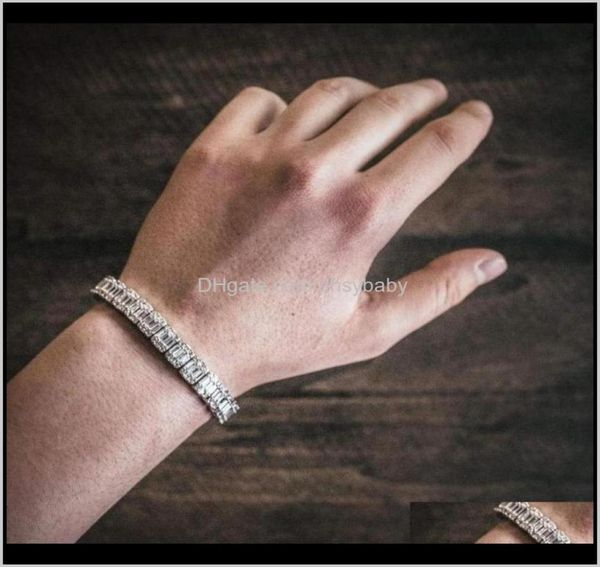 

bracelets drop delivery 2021 whole iced out bling 5a baguette cubic zirconia cz cluster bracelet for hip hop women men cuban l5919869, Black