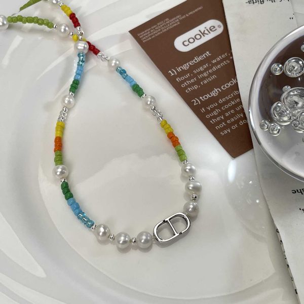 

s925 sterling silver natural freshwater pearl color cd necklace 40cm + 5cm extension chain, Black