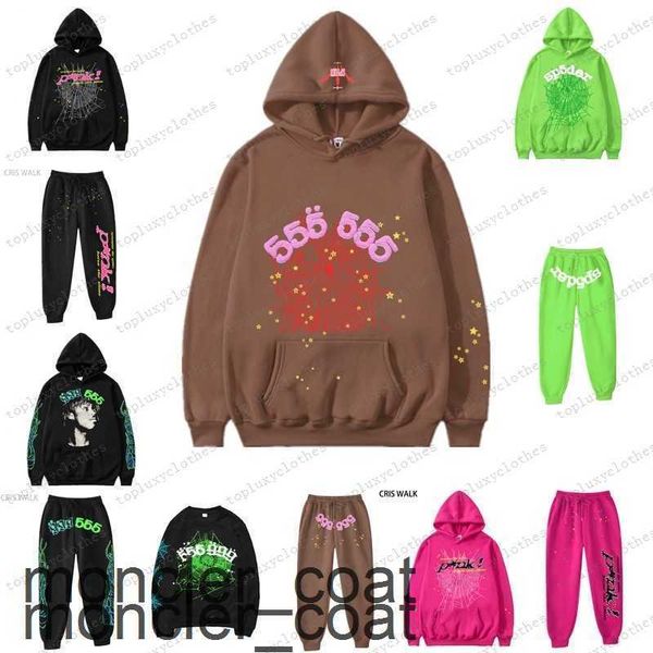 

sp5der young thug 555555 men women hoodie foam print spider web graphic pink sweatshirts y2k pullovers s-2xl3skh, Black