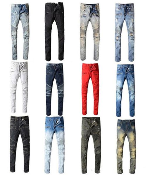 

21ss mens designer jeans distressed ripped slim fit motorcycle biker denim for men s fashion mans pants pour hommes4231193, Blue
