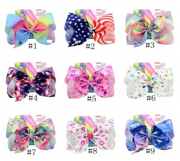 

8 inch jojo bowknot hairpin kids rainbow unicorn barrette with diamond cartoon hair bows barrette baby hair clips gga26818300420, Slivery;white