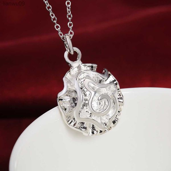 

charms 925 sterling silver beautiful rose flowers pendant necklace for women fashion party wedding jewelry popular brands gifts l230704
