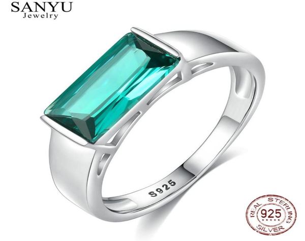 

cluster rings sanyu design big pure 925 sterling silver for women luxury emerald gemstone anillos mujer engagement wedding jewel8261044, Golden;silver