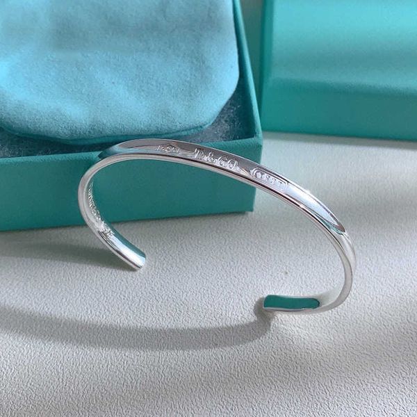 

small classic tiffay wide edition 1837 and narrow open bracelet 925 sterling silver couple gift, Black