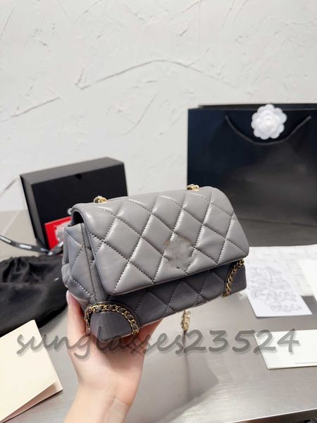 

2023 tier quality mini square flap bag designers womens real leather caviar lambskin classic black purse quilted hangbags crossbody shoulder