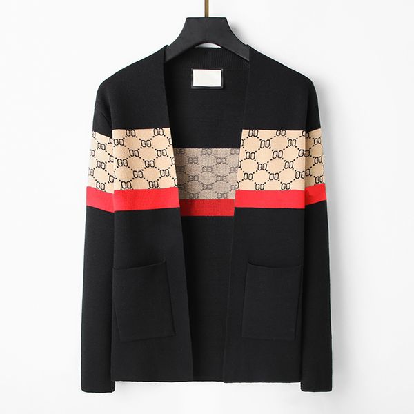 

designer sweater knitted cardigan pocket long-sleeved fashion knitwear shirts mens and women's couple sweater coat, White;black