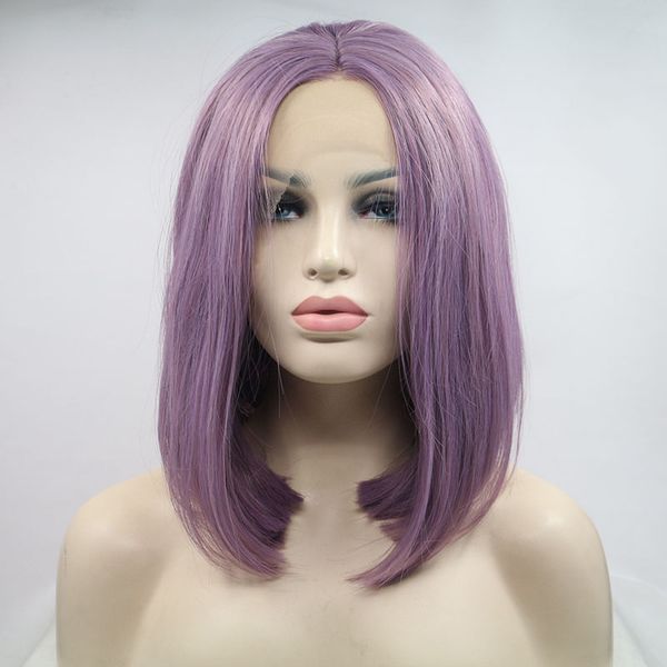 

12inches straight wig ombre black brown wig with bangs short synthetic wigs for women