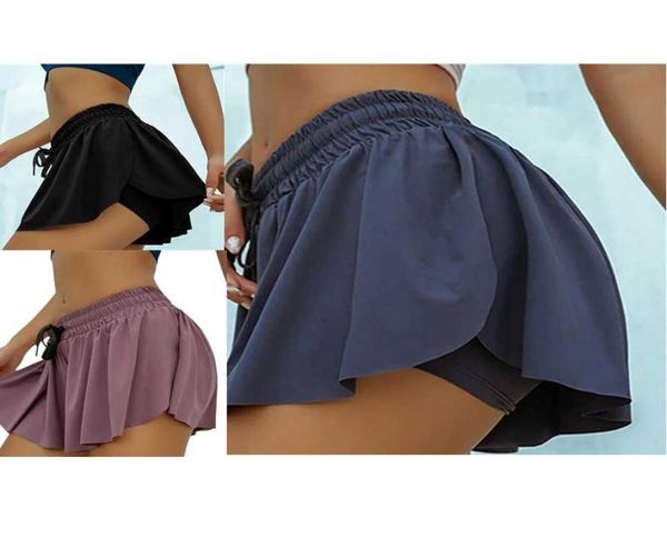 

yoga outfits summer running shorts women quick dry gym loose sport elastic waist fake 2pcs skirt7179411, White;red
