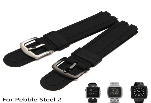 

watch bands smart watchband 22mm for pebble steel 2 quality silicone band mens soft strap7891514, Black;brown
