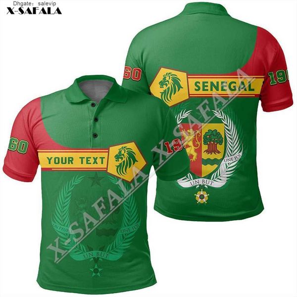 

africa flag senegal tattoo 3d full printed men polo shirt collar short sleeve street wear casual high-class material tee, White;black