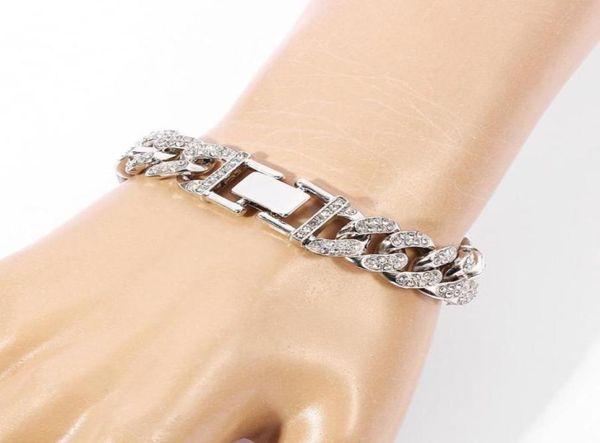 

charm bracelets men039s hiphop rap jewelry full diamond cuban chain silver bracelet fashion trend crossborder whole5586174, Golden;silver