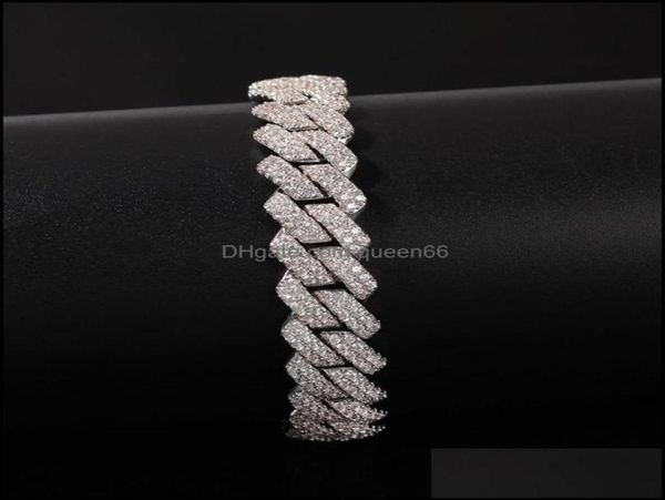 

link chain bracelets jewelry hip hop and cubic zirconia bling iced out gold sier open lock seamless cuban miami link bracelet for 7783807, Black
