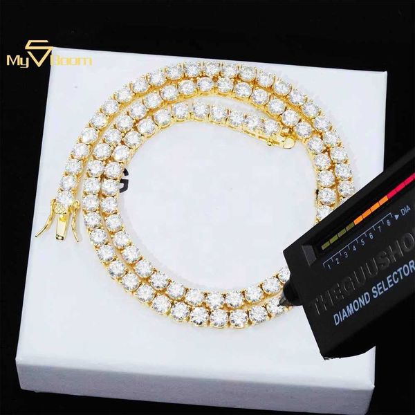 

hip hop iced out d color white vvs 925 sterling silver 3mm 4mm 5mm 6mm moissanite diamond tennis chain necklace women