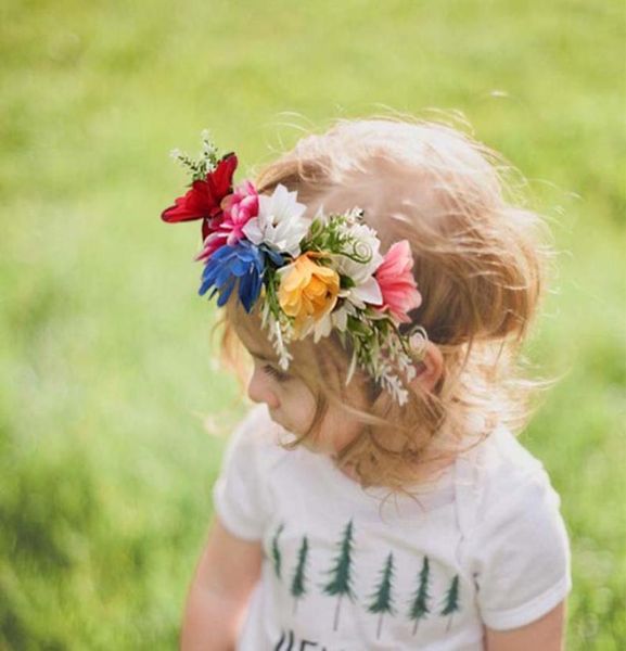 

baby girls flower headband floral headwear apparel wreath pography prop party gift no592212509658943, Slivery;white