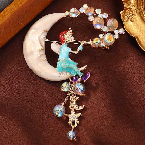 

pins brooches retro heavy work glaze small bubble brooch on the moon medieval alloy tassel pendant large clothing accessories hkd230807, Gray