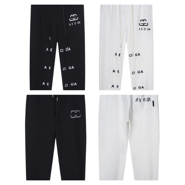 

high usa mens designer pants reflective letter sweatpants luxury streetwear drawstring brown fleece jogger sport trousersm-2xl, Black