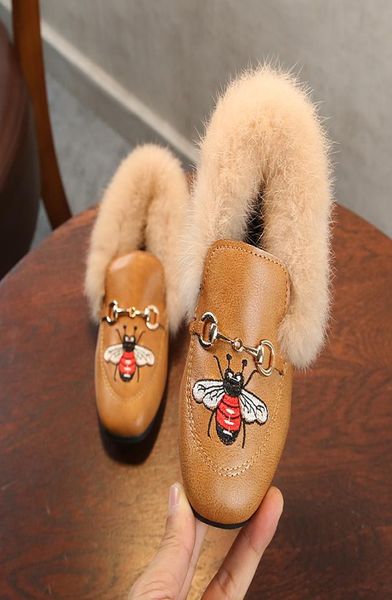 

2022 spring new flat shoes korean girl princess bee children leather shoes tound toe shoes tide 152cm213cm1477676, Black;grey