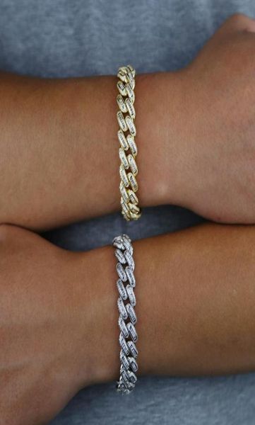 

link chain men hip hop bracelet with 14mm miami cuban baguette 5a cz paved hiphop mens iced out boy bangle jewelrylink5056233, Black