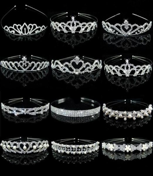 

1pc princess crystal tiaras and crowns headband kid girls love bridal prom crown wedding party accessiories hair jewelry230l7231211, Slivery;white