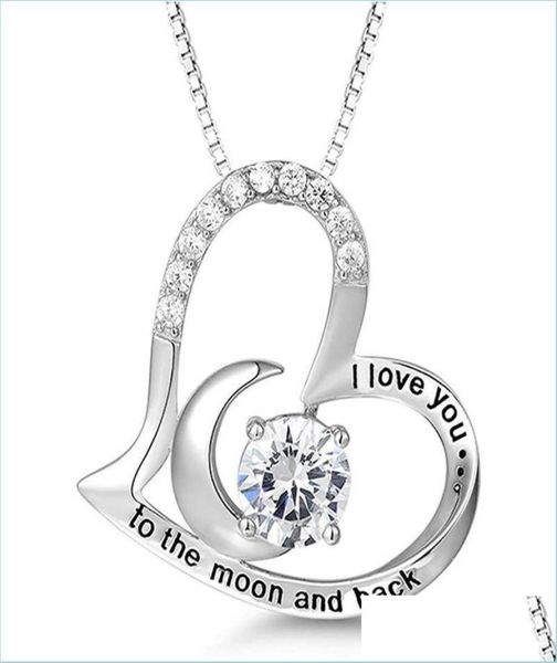 

pendant necklaces s925 sterling sier necklace for women i love you to the moon and back wife birthday gifts mum msee pics day drop7298542, Silver