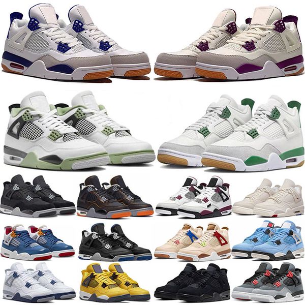 

jumpman 4 4s mens basketball shoes pine green military black cat blue fire red cement pn dust thunder royalty bred midnight navy seafoam men