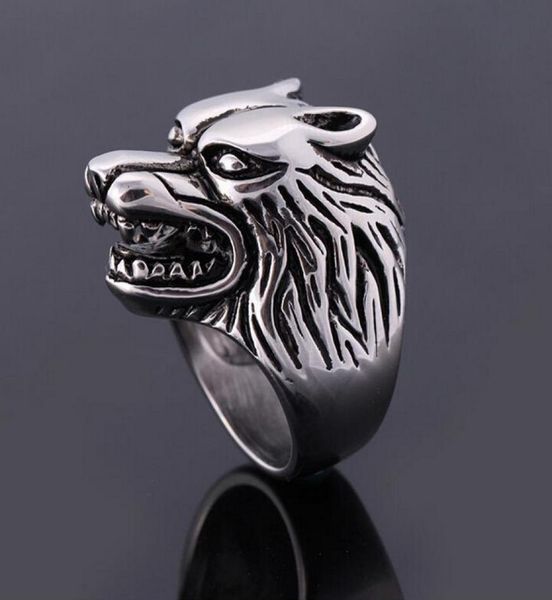 

whole2016 new arrival vintage ring jewelry super animal wolf rings stainless steel punk biker men039s ring jewelry8406163, Silver