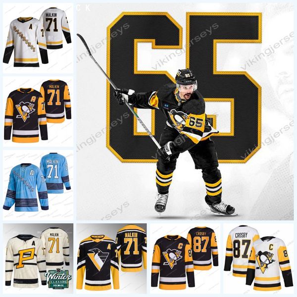 

65 erik karlsson penguins jersey sidney crosby reilly smith nick bonino jeff carter mikael granlund evgeni malkin ryan poehling jake guentze, Black;red