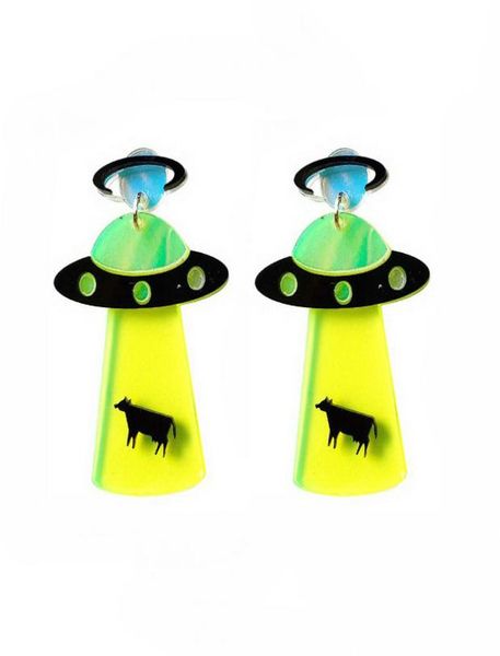 

ufo et dangle earrings for womens trendy jewelry acrylic green clear fashion accessories7109232, Silver