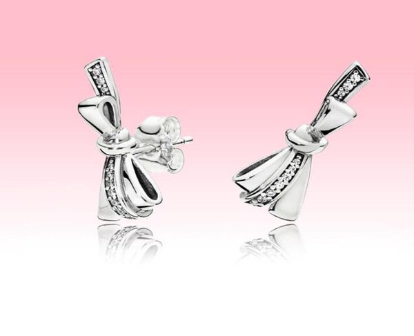 

sparkling bow stud earring women girls gift summer jewelry for p real 925 sterling silver earrings with original box set3529885, Golden;silver