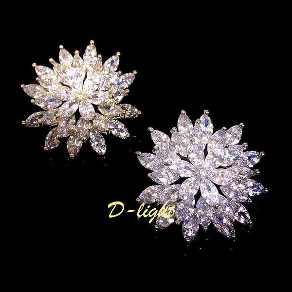 

pins brooches exquisite snowflake retro zircon brooch ladies shine flowers luxury suit dress banquet accessories daily office decoration gif, Gray
