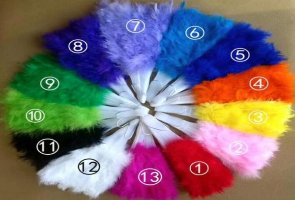 

colorful feather fans wedding showgirl dance folding hand feather fan bridal accessories3097083, White