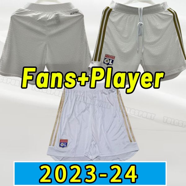 

23/24 maillot lyon player fans version soccer shorts 2023 2024 lyonnais jersey maillots de foot ol football pants traore memphis short sleev, Black;red