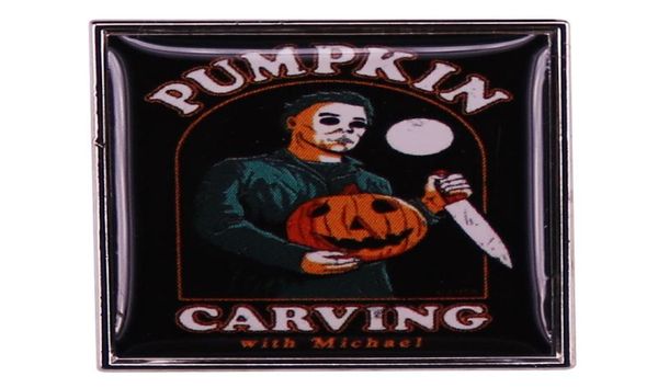 

pumpkin carving with michael brooch halloween horror movie killer brooch enamel pins8701827, Blue