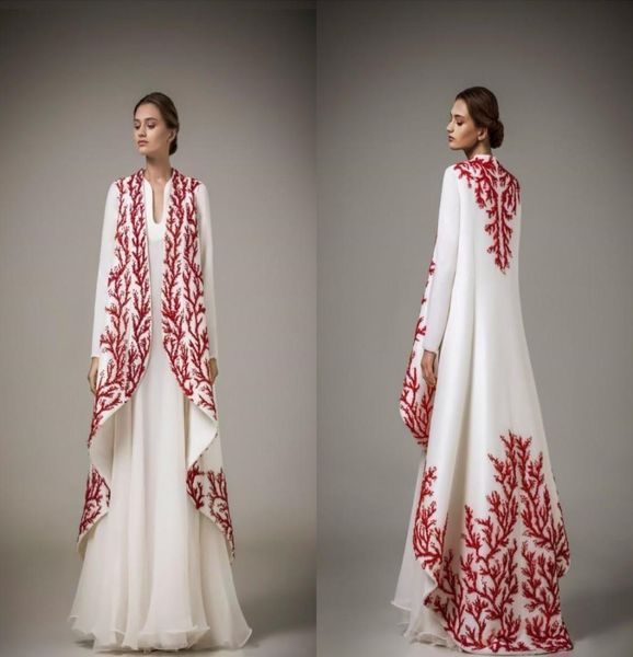 

arabic dubai kaftans evening dresses muslim red embroidery long sleeve floor length party gowns evening wear custom made just a c2129516, Black;red
