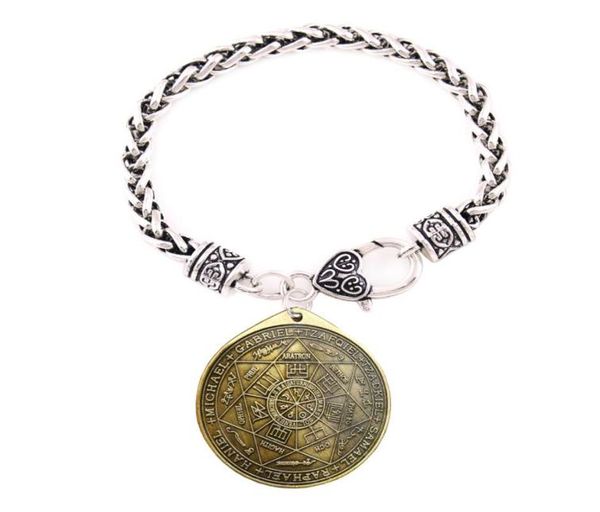 

whole bracelet the seven archangels by asterion seal solomon kabbalah amulet pendant bracelet6455929, Golden;silver